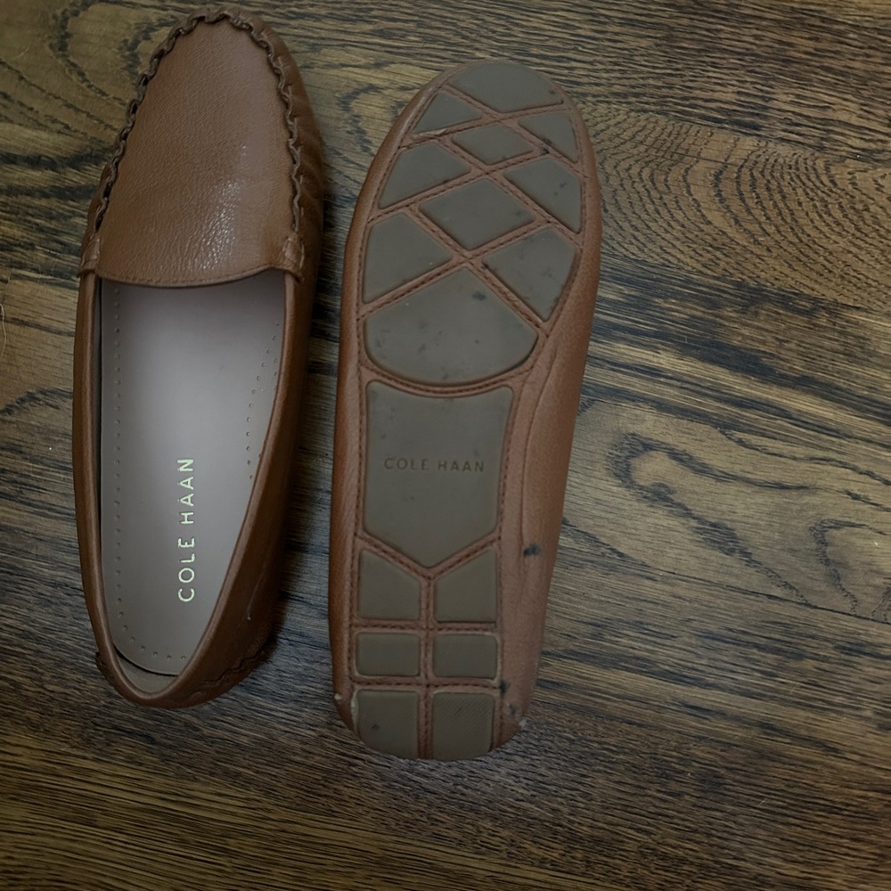 Cole Haan Brown Leather Loafers with Braided Detail - Picture 3 of 6